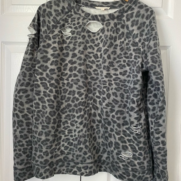 Grey Leopard Distressed Sweatshirt - Picture 1 of 4